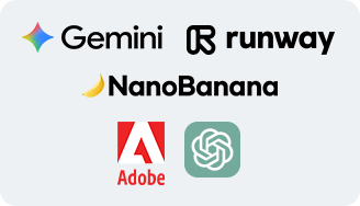 Gemini, Runway, NanoBanana, Adobe, ChatGPT 로고